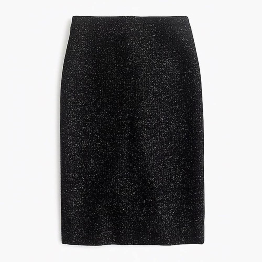 J. Crew black gold metallic woven pencil skirt